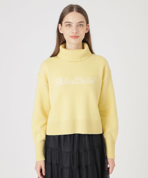 セール】スーパーファインラムズウールロゴ刺しゅうニットプルオーバー