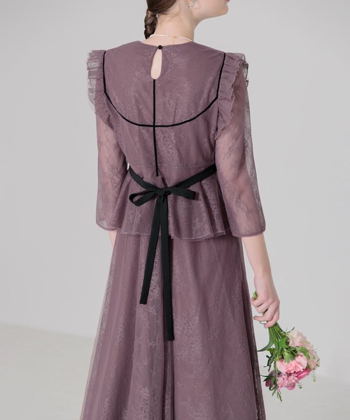 Leja（レジャ）の「【LEJA】総レース花柄レイヤード配色フレア後ろ