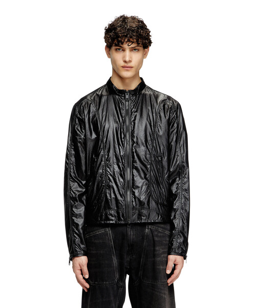 DIESEL / シングルライダースジャケット/XS/ナイロン/BLK ディーゼル