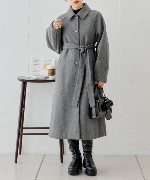 セール】金釦ビッグカラーステンカラーロングコート（その他アウター