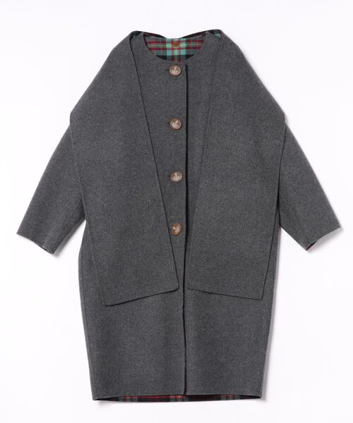 Vivienne Westwood タータンチェックリバーダブルコートグレー