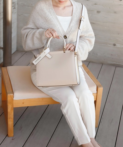 バイカラーのスクエア2WAYバッグ（ショルダーバッグ）｜ANEMONE