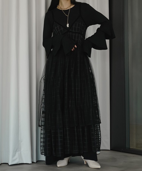 Ezick（エジック）の「Windowチュールセットキャミワンピース