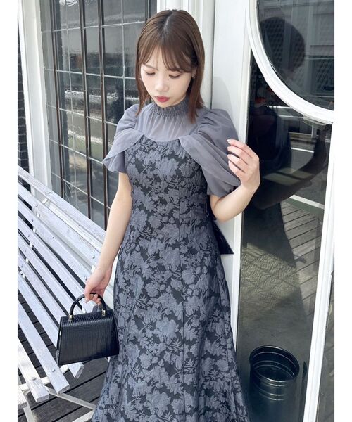 セール】シアーベールジャガードワンピース（ドレス）｜dazzlin