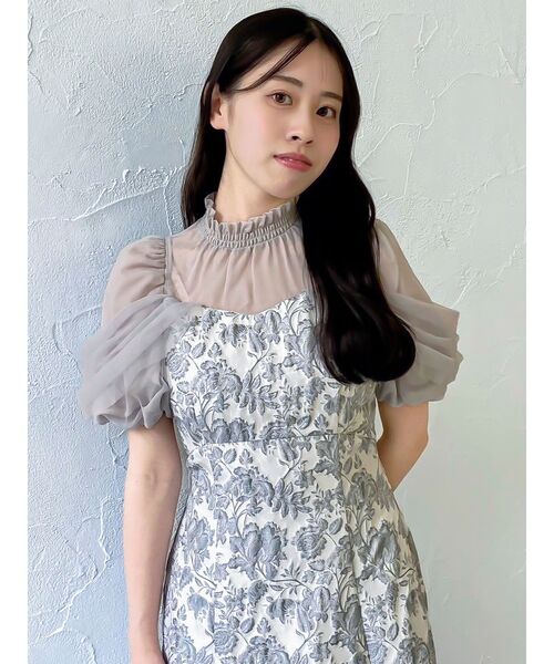 セール】シアーベールジャガードワンピース（ドレス）｜dazzlin