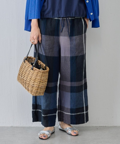 aosoaumei ビアズリー ウエストリブループチェックパンツ BEARDSLEY