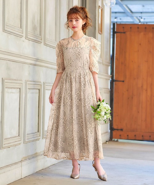 girl（ガール）の「パフスリーブ総レース フレア ロング 結婚式