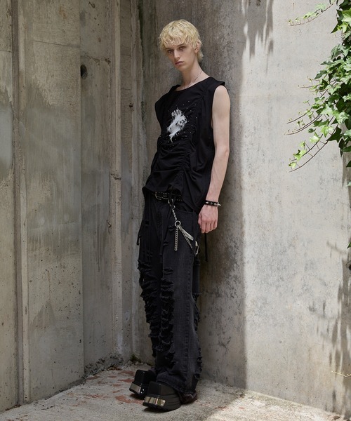 GRANCY（グランシー）の「【GRANCY】Shirring Design Rhinestone