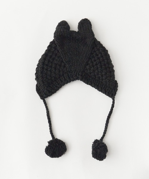 TAO コムデギャルソン ファーボンボンニット帽 ビーニー 黒 耳当て TAO