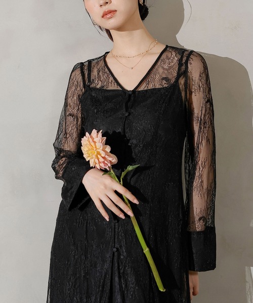 セール】総レース ティアード Aライン ワンピースドレス パーティー