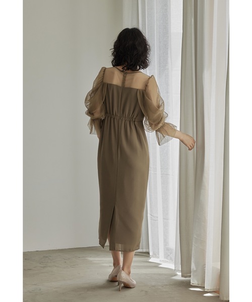 チュールオフショルダードレス 結婚式 パーティードレス オケージョン