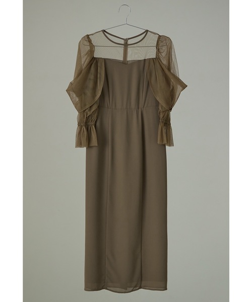 チュールオフショルダードレス 結婚式 パーティードレス オケージョン