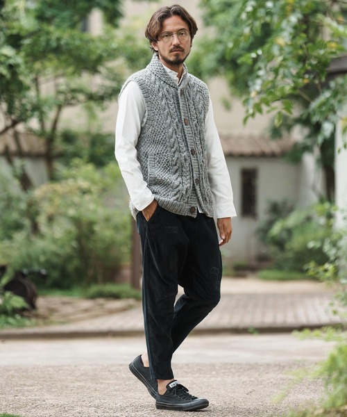 セール】mp12504-Distressed Corduroy Soft Sarrouel Tapered Pants