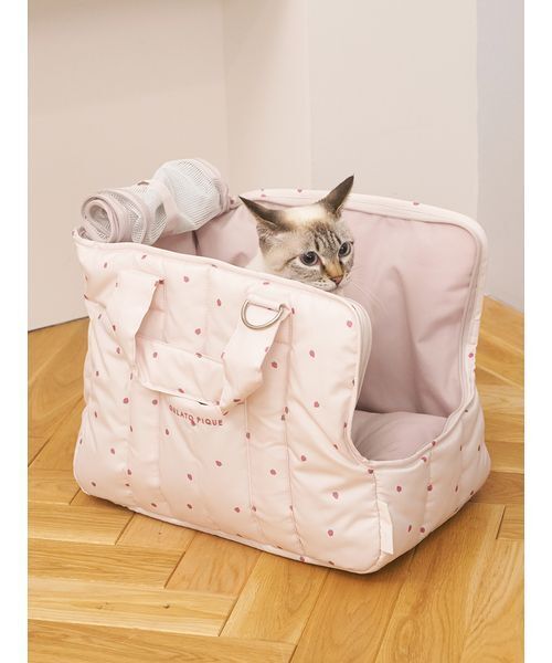 CAT&DOG】ストロベリー柄ミニサイズキャリーバッグ（ペット用キャリー
