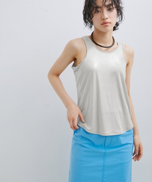 LGB/BEDROCK/ラグランブルー プリントタンクトップ