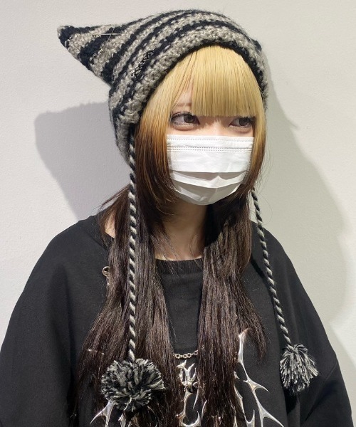 A'GEM/9 × .kom『NOVESSEL/ノベセル』猫耳ボーダーニット帽（ニット