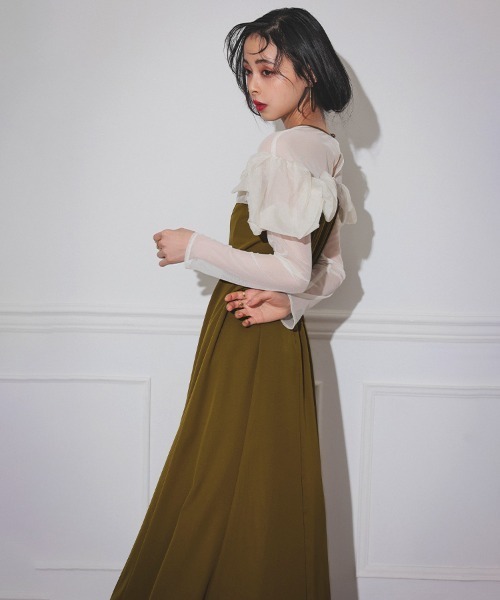 ANDRESD】frills flare dress ドレス 結婚式 成人式 同窓会 ディナー