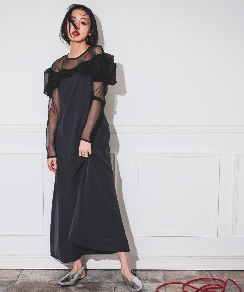 ANDRESD】frills flare dress ドレス 結婚式 成人式 同窓会 ディナー