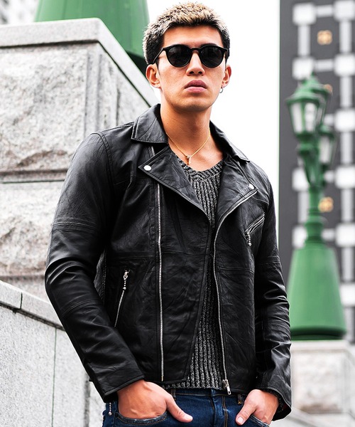 セール】リアルレザーダブルライダースジャケット 本革 革ジャン 革