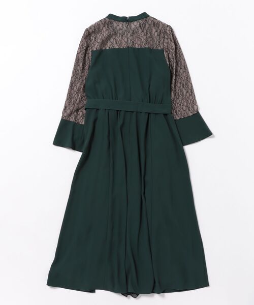 スタンドカラー スリットワンピース+プリーツスカート/セットアップ