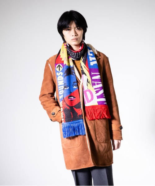 HYSTERIC GLAMOUR パンクボーダーキャップ・マフラー ブルーセット