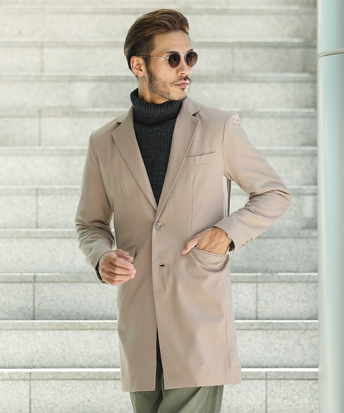 セール】TR ストレッチ メンズ チェスター コート スプリングコート