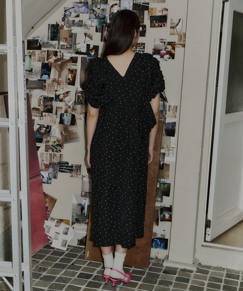 バブルスリーブジャガードドレス / bubble sleeve jacquard dress