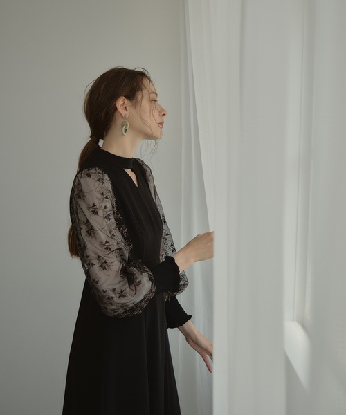 セール】スリーブエンブロイダリードレス / sleeve embroidery dress