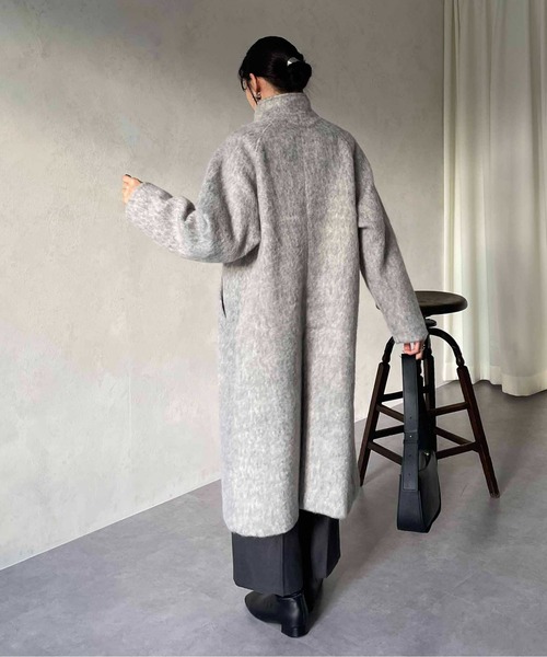 セール】シャギースタンドカラーコート（ステンカラーコート）｜Thevon