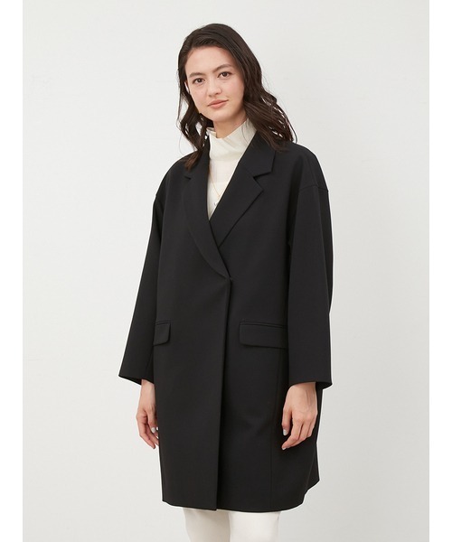 ミラオーウェン ウールロングコート 0 チャコールグレー ブラック