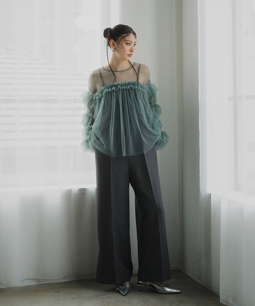 andresd デコラティブチュールトップス チャコールグレー decorative