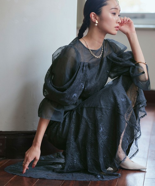 オケージョンドレス 結婚式 ｜ レース オフショル マーメイド フレア