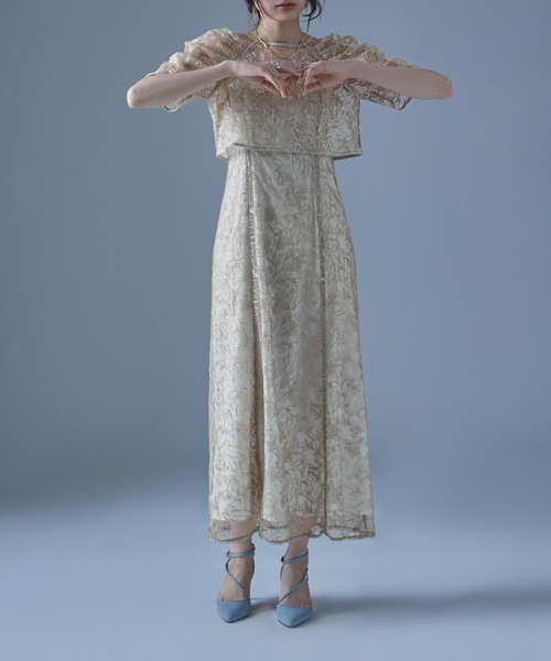 刺繍レースレイヤードドレス（ドレス）｜etoll.（エトル）の