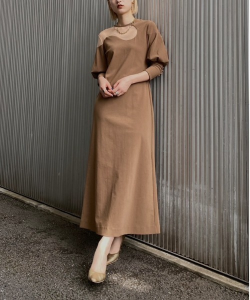 Ameri（アメリ）の「LAKE CURVE TRICOT RIB DRESS（ワンピース）」 - WEAR