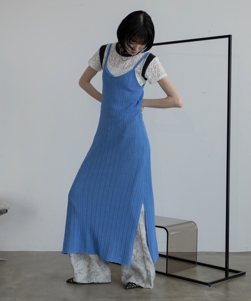 セール】ミックスカラー透かし編みキャミワンピース（ワンピース