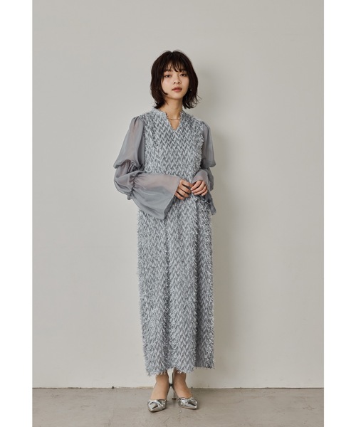 デザインスリーブシャギードレス 結婚式 二次会 成人式 同窓会