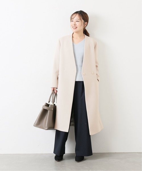 セール】ダブルビーバーVネックノーカラーコート◇（ノーカラーコート