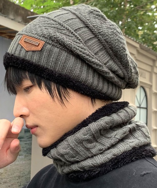 新品 ニット帽 マフラー セット 裏起毛 ボア CK shopzero_mzwb2855