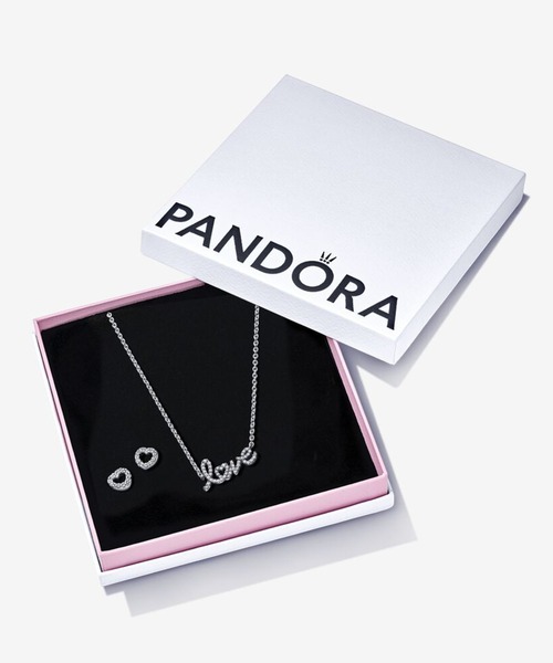 LOVE ピアス ＆ ネックレス セット（ピアス（両耳用））｜Pandora