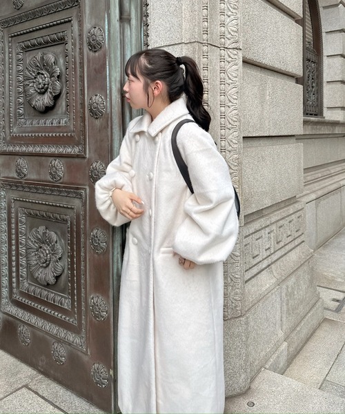 muguet stand collar midi coat (ivory) muguet stand collar midi