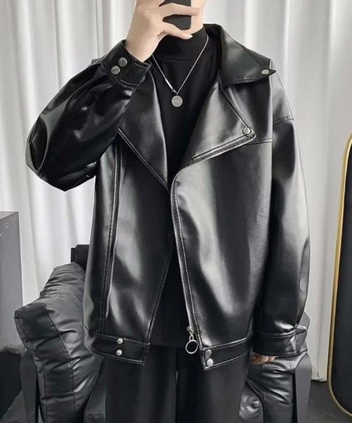 希少】 EKAM 変形 ライダースジャケット ダブルジップ カーキ S 希少