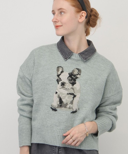 saloon（サルーン）の「SALOON(サルーン)/フレンチブルドッグニット