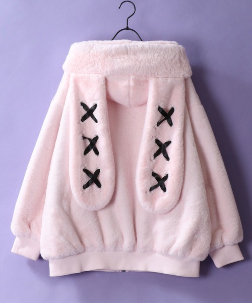 セール】Rabbit Ears Fur Hoodie/オーバーサイズ うさ耳付きフード