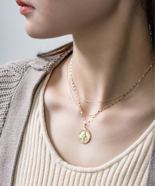 K18/ベネチアンネックレス トップ/K24&K18 K18 コイン デザイン