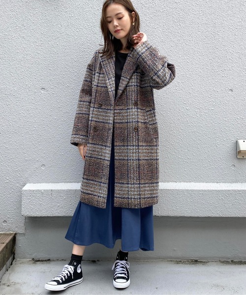 セール】ツイードチェックダブルコート（チェスターコート）｜PICCIN