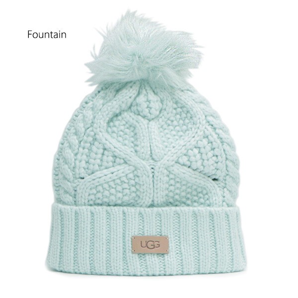 UGG/アグ】ケーブル ビーニー ウィズ ポム 帽子 ニット帽 ポンポン