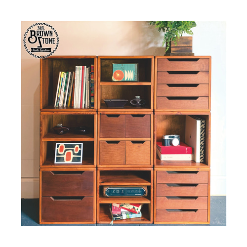 無垢材のユニットボックス 背板アリ横揺れ無し A4収納 北欧 引き出し