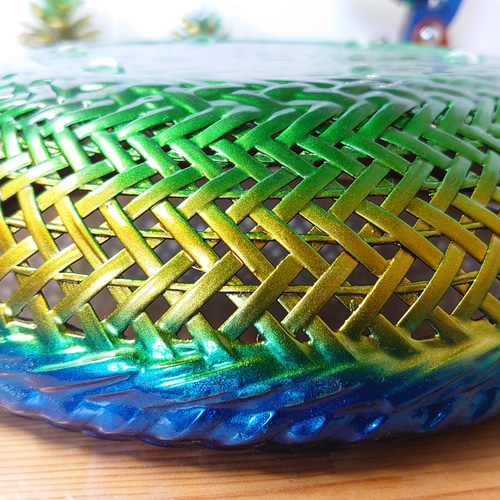 カラー リメイク 高級 久留米 藍胎漆器 漆塗り 竹編みかご 菓子鉢 果物