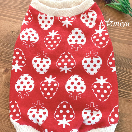犬服ハンドメイド☆ 【いちご柄ワンピース】