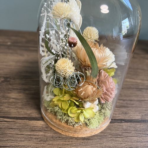 クリアガラスドーム コルク蓋 ドライフラワー ナチュラル アンティーク